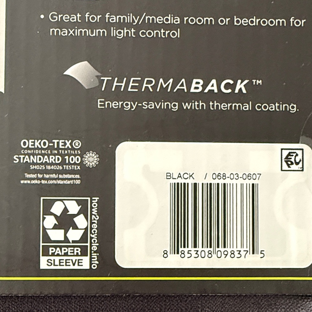 NWT Eclipse Blackout Curtain Panels in Black - Pack of 2 - Picture 11 of 13